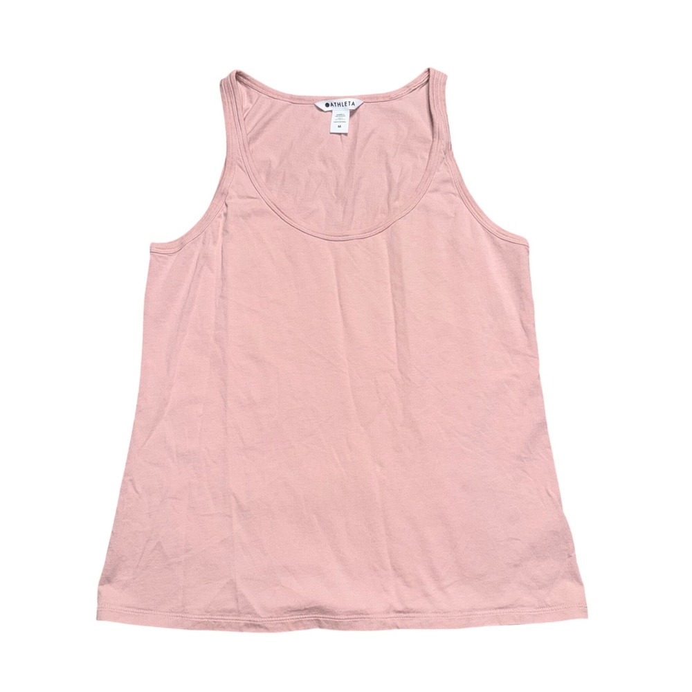 Athleta Tank Top Womens Medium Pink Excellent 100% Organic Cotton‎ Scoop Neck